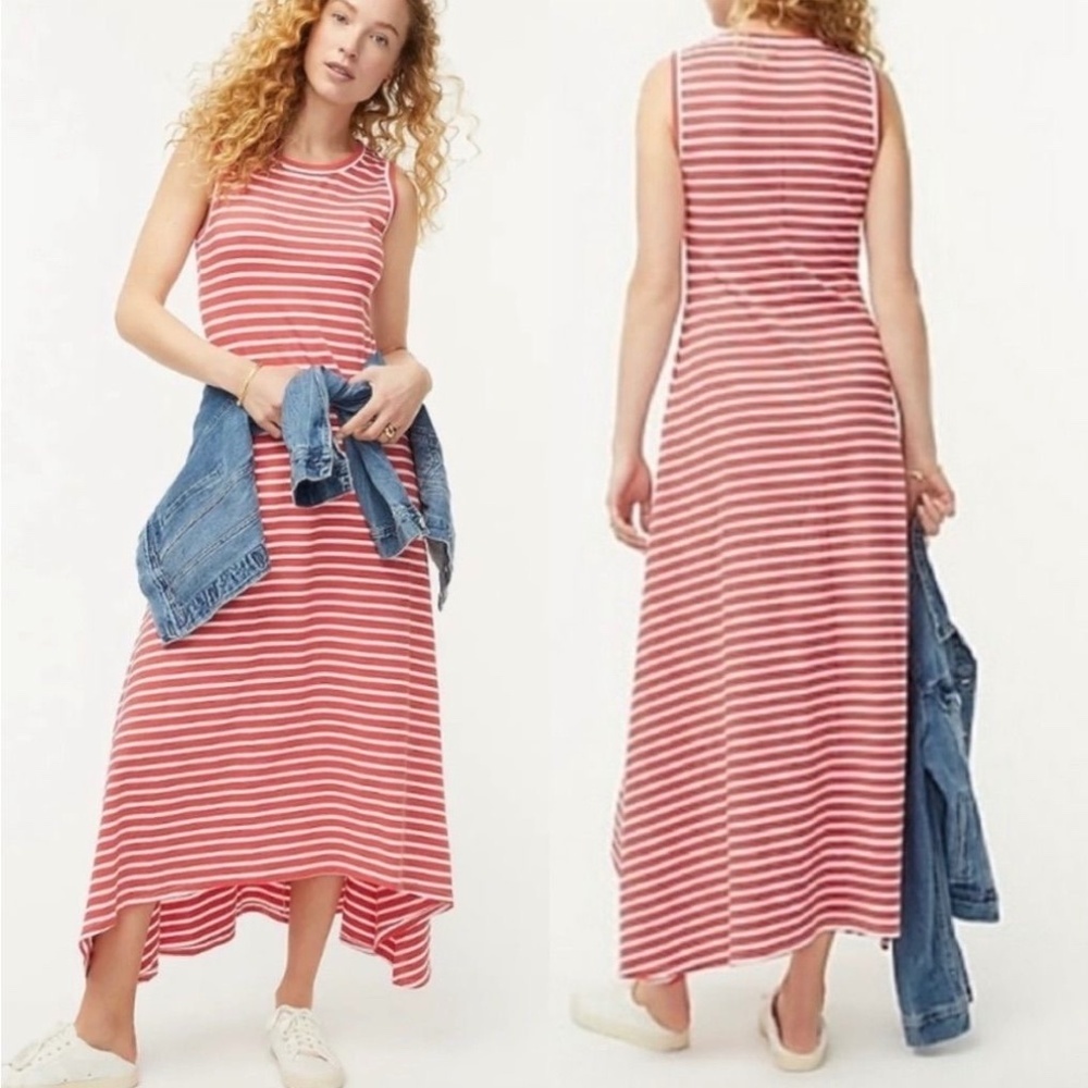 *FIRM PRICE* J. Crew High Low Maxi A-Line Striped Tank Dress - Picture 2 of 9